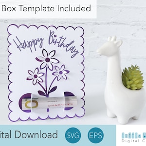 Carta porta soldi per compleanno, carta regalo di buon compleanno SVG con confezione regalo inclusa. Taglia e disegna il design