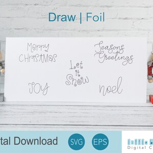 Weihnachten Single Line SVG, 5 Weihnachtsgrüße zum verwenden mit Cricut Stiften, Folie und Gravur-Werkzeugen.