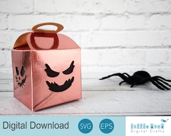 Caja de dulces con forma de calabaza (SVG): Plantilla para recuerdos de fiesta de Halloween (Descarga digital)