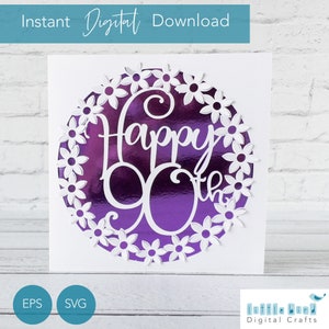 90th Birthday SVG, Happy Birthday Card SVG for Mum, Pop up card for Cricut