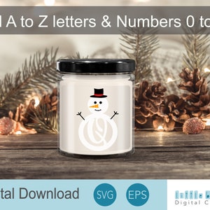 Snowman Monogram Christmas SVG Bundle, Monogram Letter SVG, All 26 Letters and numbers 0 to 9