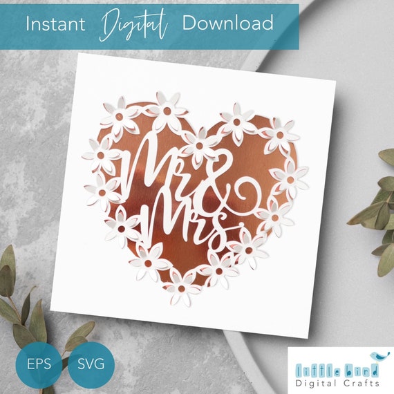 Mr and Mrs SVG, Wedding Day Card for Bride, Pop up Wedding Card SVG, Cricut Mr and Mrs