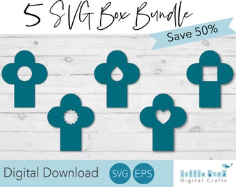 Bundle of 5 Window Box Template SVGs. Jewellery Gift Box SVG Template. Envelope Box Template for Cricut.