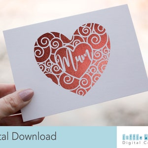 Coeur forme SVG pour carte de fête des mères ou bricolage Home Decor cadeau
