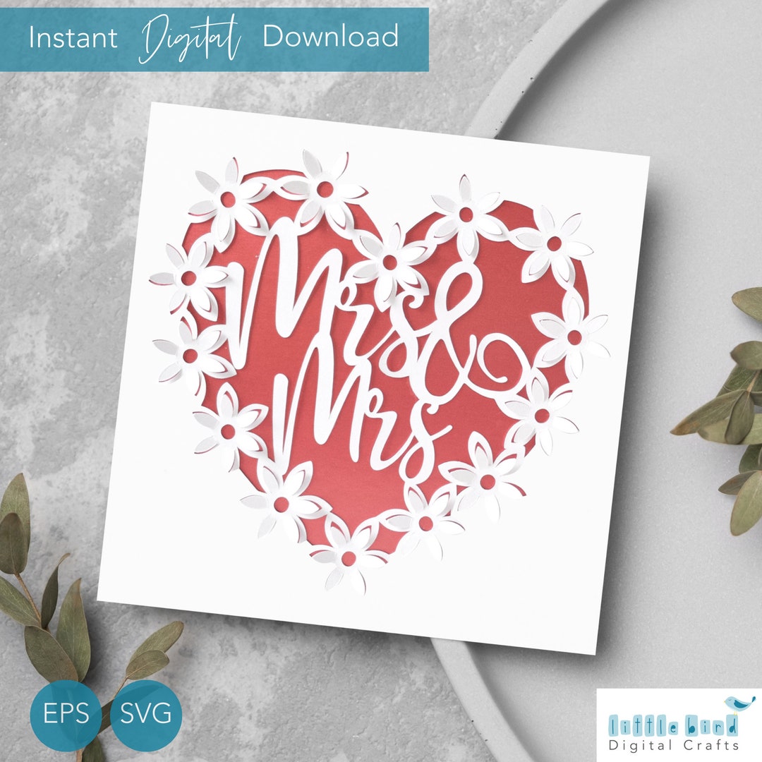 Mrs and Mrs Wedding Card SVG , SVG Wedding Card, Wedding Card Cricut - Etsy