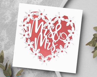 Tarjeta de boda para la Sra. y la Sra. en formato SVG, tarjeta de boda en formato SVG, tarjeta de boda para Cricut.