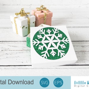 Snowflake Gift Box SVG, Christmas Box Template with Lid