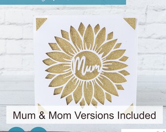 Zonnebloem Moederdagkaart SVG, moeder en moeder, Cricut (digitale download)