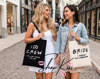 Bachelorette I Do Crew Tote Bag, Friends Themed Bride Bag, Canvas Bridesmaid Gift