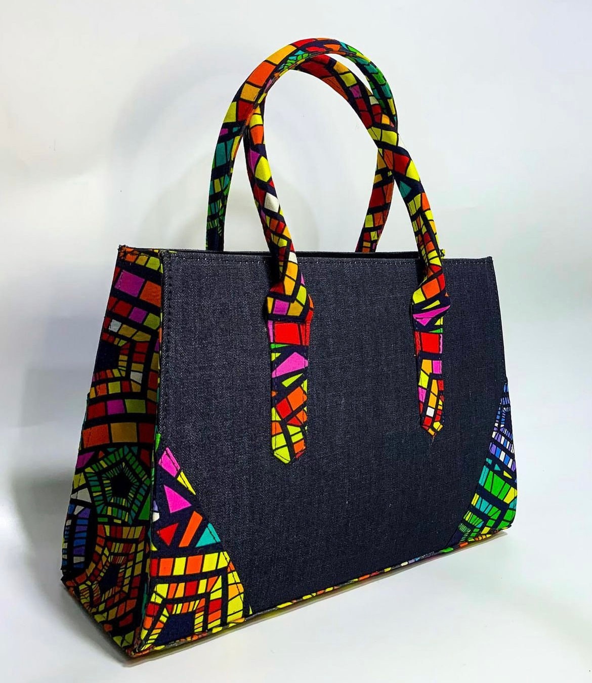 Ankara and Denim Bag Ankara Bags for Women Classic Office Etsy