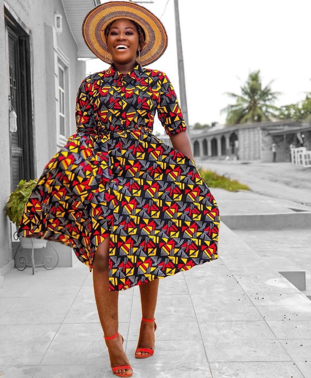 Button Down Shirt Dress Ankara Dress for Women Mid-length - Etsy