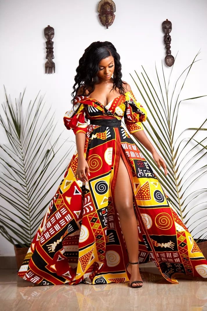 African Print Maxi Dress for Women off Shoulder Gown Ankara - Etsy