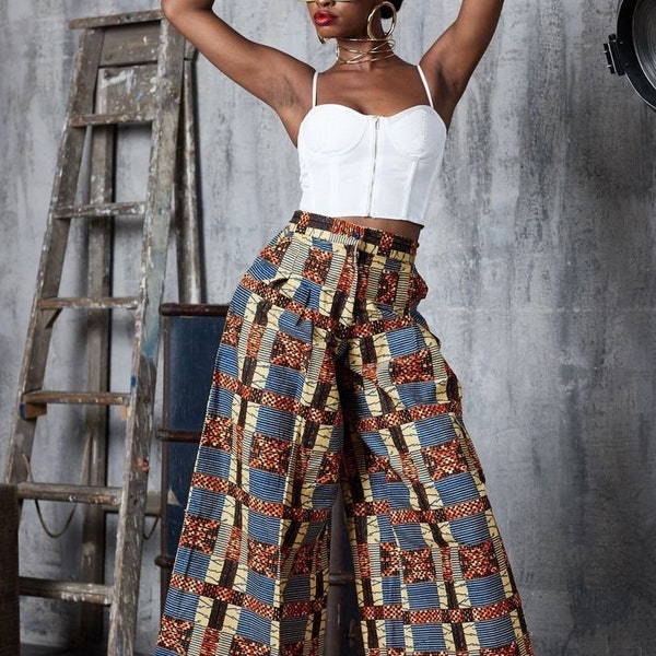 Pantalon imprimé africain, pantalon palazzo en cire d'Ankara, pantalon pour femme, pantalon imprimé africain, vêtements africains pour femme | Articles correspondants disponibles