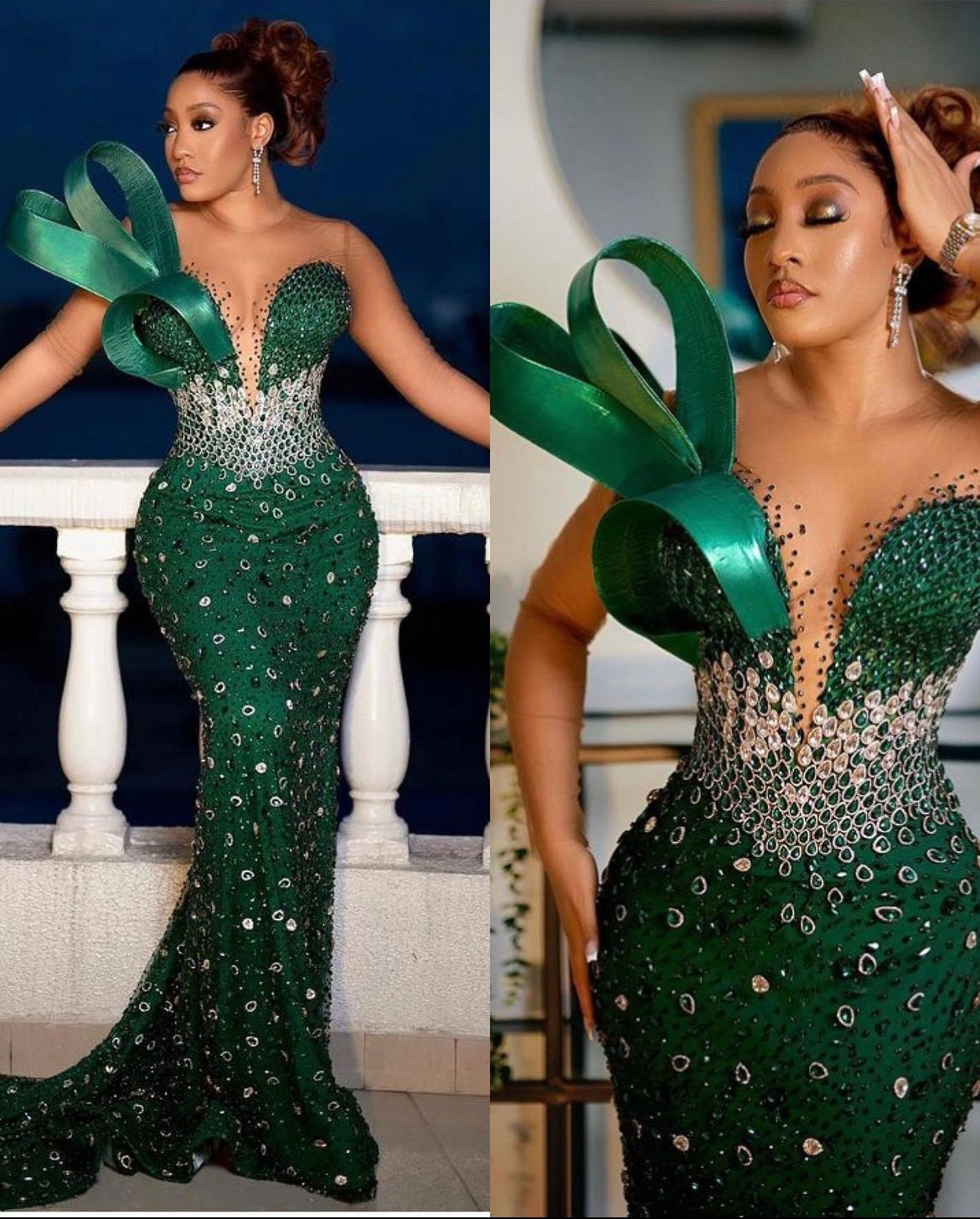 Aso Ebi Style African Mermaid Prom Dresses Long 3/4 Sleeves Nigeria Women Formal  Gowns Plus Size Chic Evening Dress Abendkleider - Prom Dresses - AliExpress