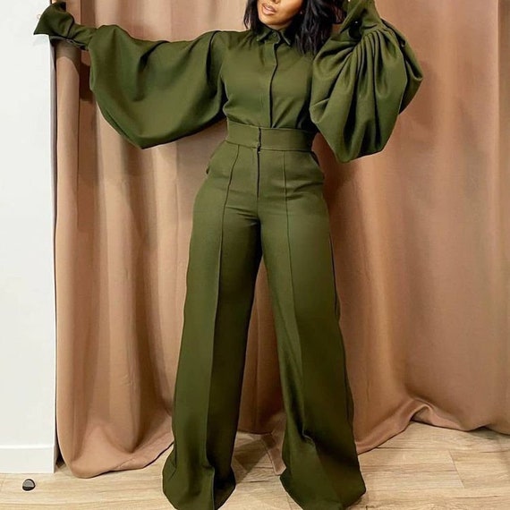 Puff Sleeves Shirt With Wide Leg Pants, Two-piece Suit, Palazzo Pants &  Matching Shirts, Pyjamas Style, Launch Date Outfit, Free Size Top 