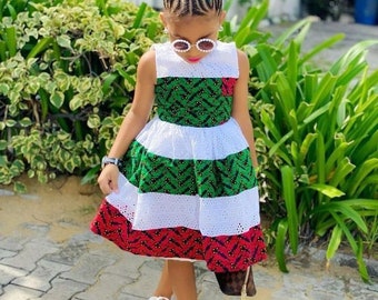African Clothing for girl, Ankara and Lace Dresses for Kids, African Print Dress for Girls, Children Party Dresses, Children Custom Dresses
