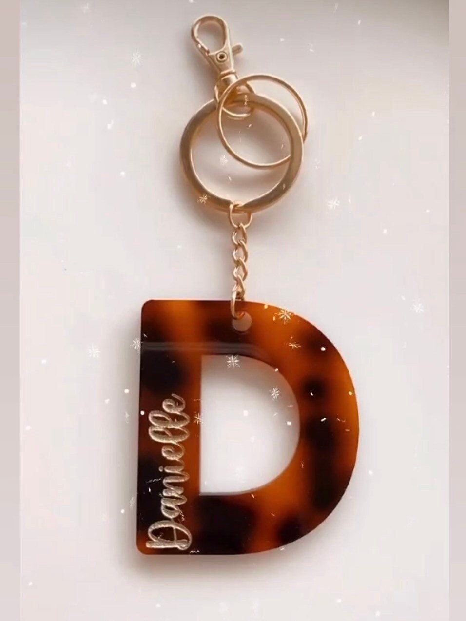 Tortoise Shell Letter Keychain - Etsy