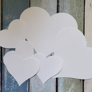 Papier cartonné - Découpe de papier cartonné en forme de coeur blanc - Ensembles de 10 - Célébration - Mariage - Baby Shower - Saint Valentin - 65lb