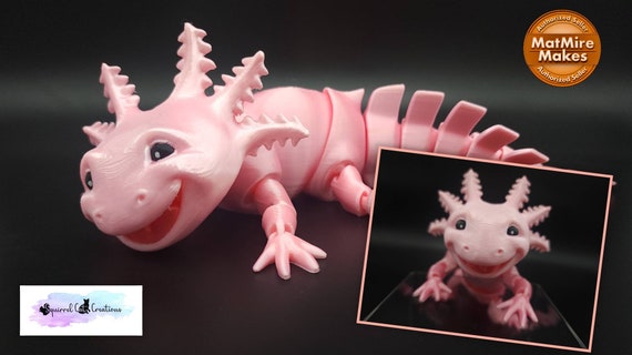 Cute Axolotl Toy, Articulated 3D Printed Desk Toy, Axolotl Fidget