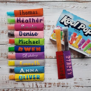 Customized Freeze Pop Holder, Neoprene Popsicle Sleeve, Yogurt Pocket, Summertime Personalized - Kids - Flavored Ice Holder