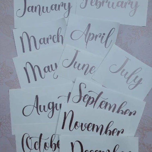 Permanent Window Decal - Months of the Year Labels, Decal Vinyl Bundle Labels, Personalized Labels, Organizing Labels - January to December