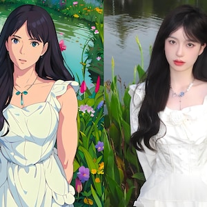 Portretten in ghibli-stijl, verander je in een ghibli-personage, aangepaste digitale anime-foto, gepersonaliseerd anime-cadeau, cartoon, afdrukbaar, in opdracht