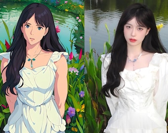 Ghibli Style Portraits, Verwandeln Sie sich in einen Ghibli Charakter, benutzerdefiniertes digitales Anime Foto, personalisiertes Anime Geschenk, Cartoon, printable, Auftragsarbeit