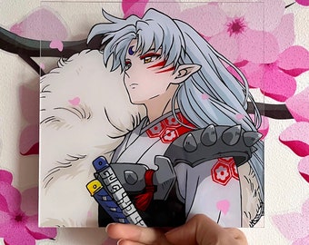 Sesshomaru glasspainting, Hand-Painted, Anime glass Painting,  anime, manga, handmade, Inuyasha