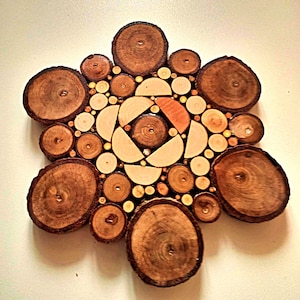 4 pcs 6-8 inch Rustic Wood Slice Wall Art | Live Edge Log Decor | Raw Wood Wall Panel | Barnwood Tree Ring Art | Natural Wooden Wall Hanging