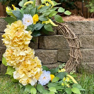 Hydrangea Summer Wreath for Front Door| Yellow Hydrangea & Berry  Wreath|