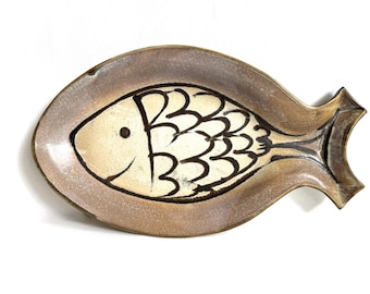 Vintage Stone Soldier Pottery Fish Platter