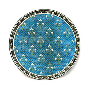 19th Century Longwy Large Enamel Platter with Floral Motif