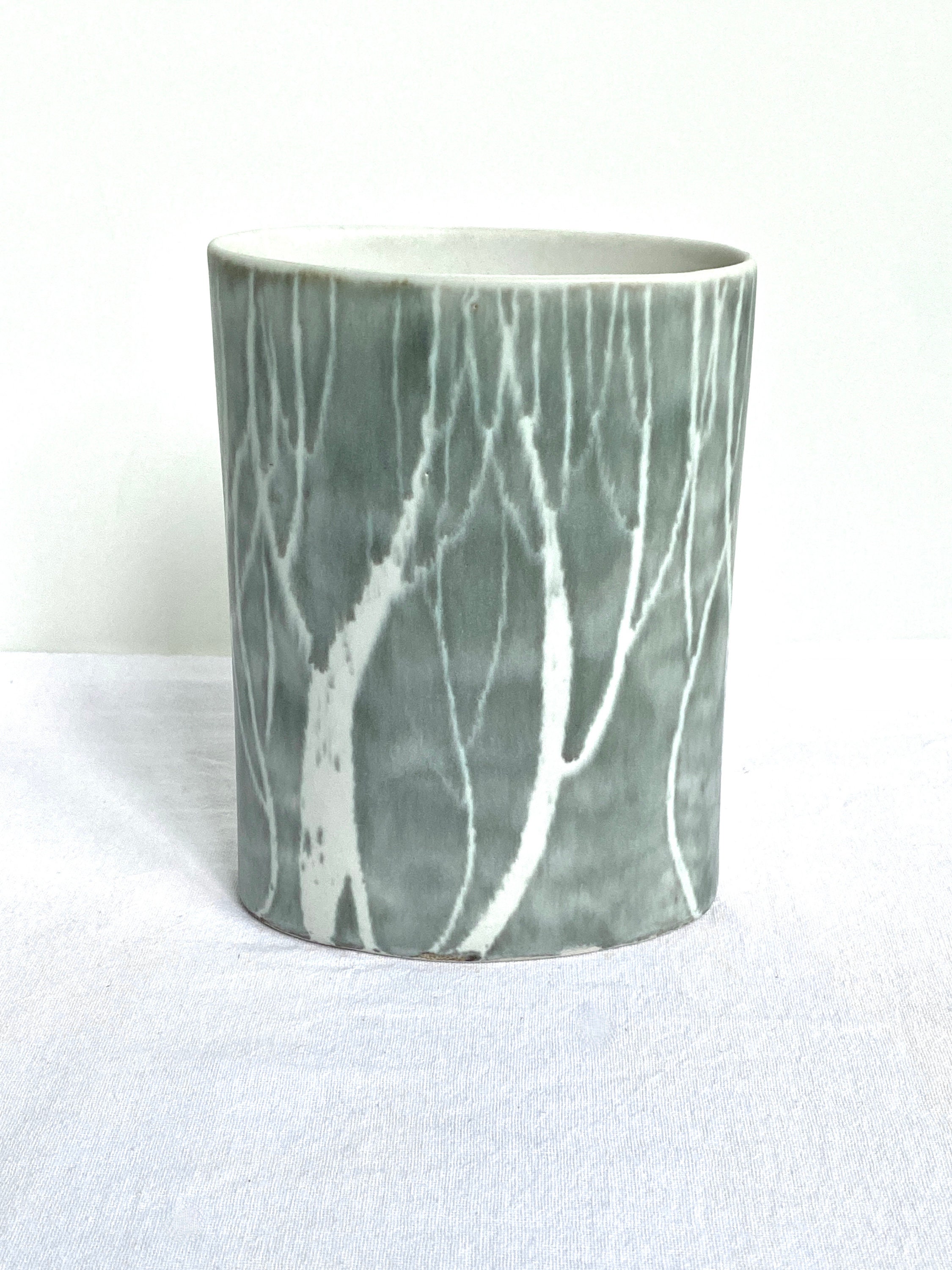 Vintage Andersen Design Oval Vase, Gray Birch, MCM Design, Made in USA ...