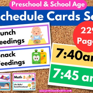 Cartões de programação diária pré-escolar para programas de creche em idade escolar infantil e pós-escolar