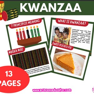 Cartões de aprendizagem Kwanzaa Cartões/livro de conscientização de férias para crianças