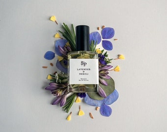 Lavender and Neroli botanical perfume with notes of Lavender, Neroli, Lemon, Tomato Leaf, Basil, Sandalwood, Vetiver, Natural Fragrance