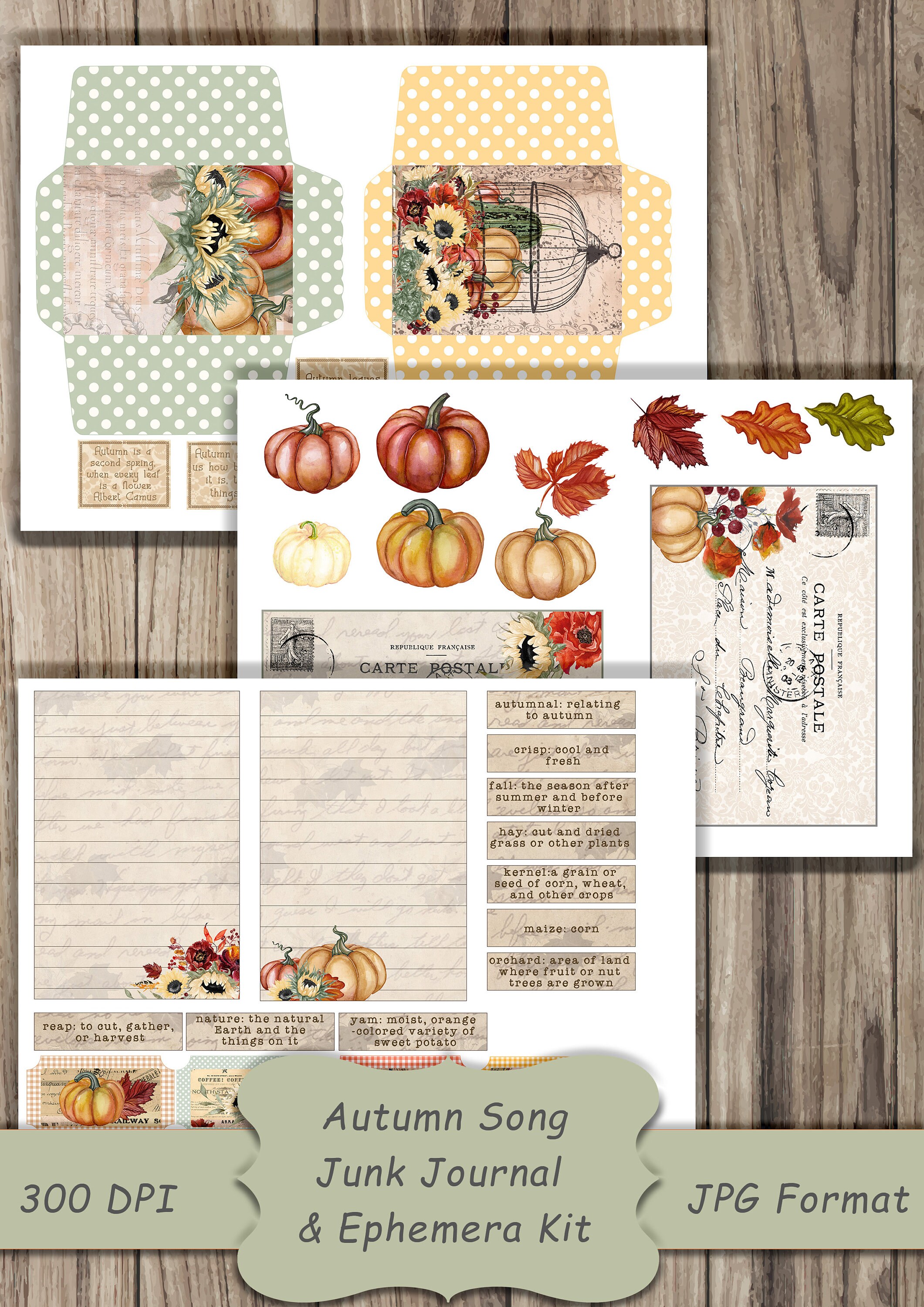 Autumn Song Digital Junk Journal and Ephemera Kit Collage - Etsy