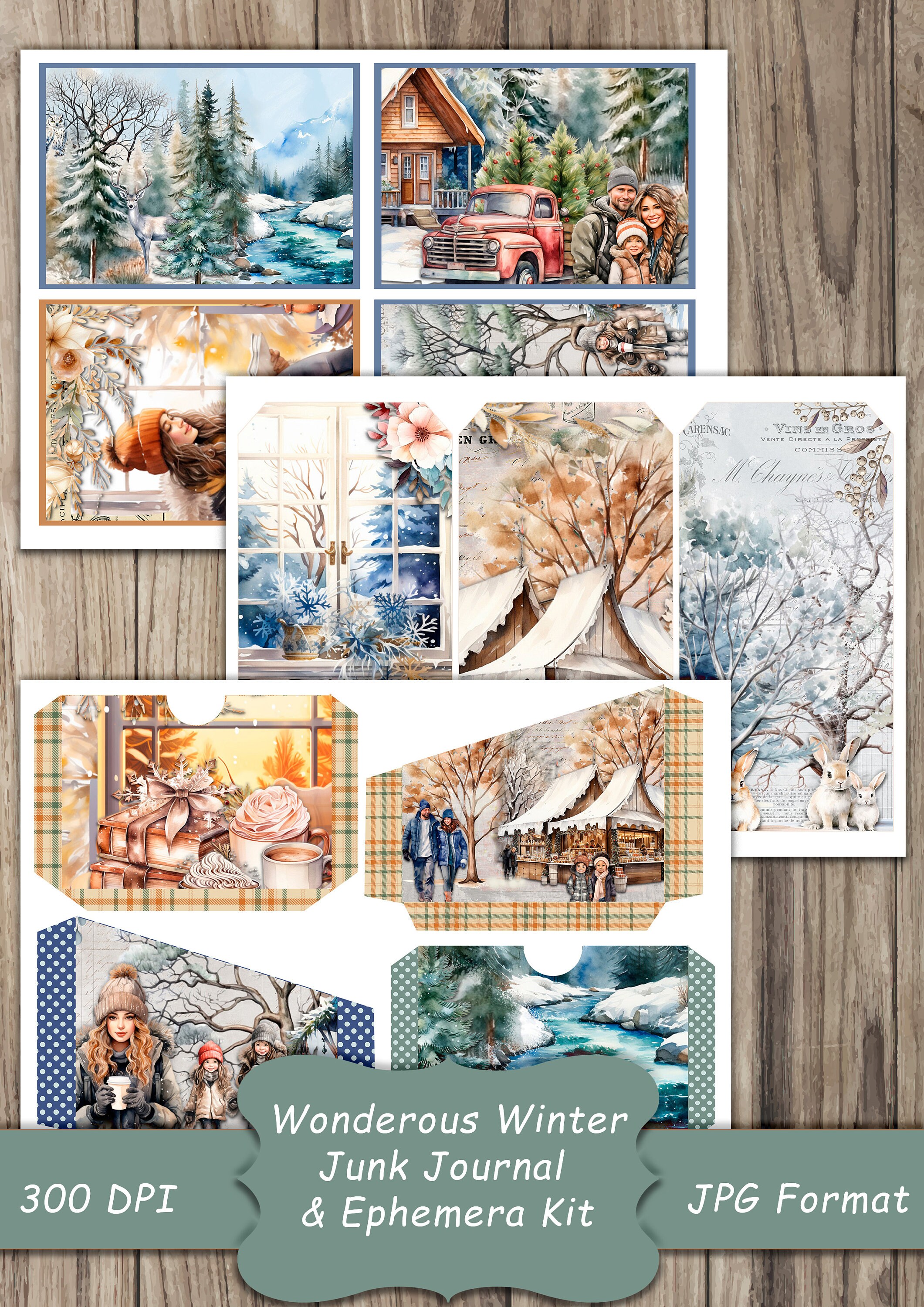 Junk Journal, Cozy, Winter Wonderland Kit, Printable, Journal Paper ...