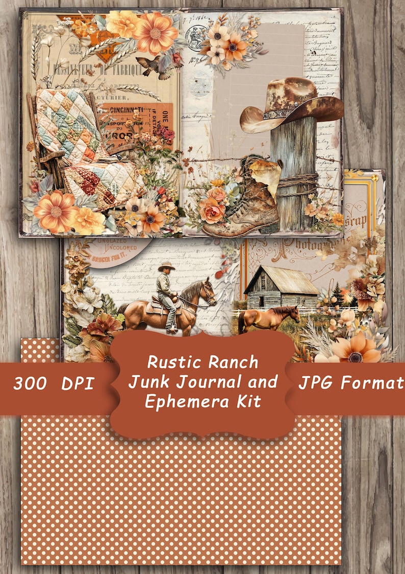 Rustic Farmhouse Journal Kit Printable, Vintage Floral Digital Ephemera ...
