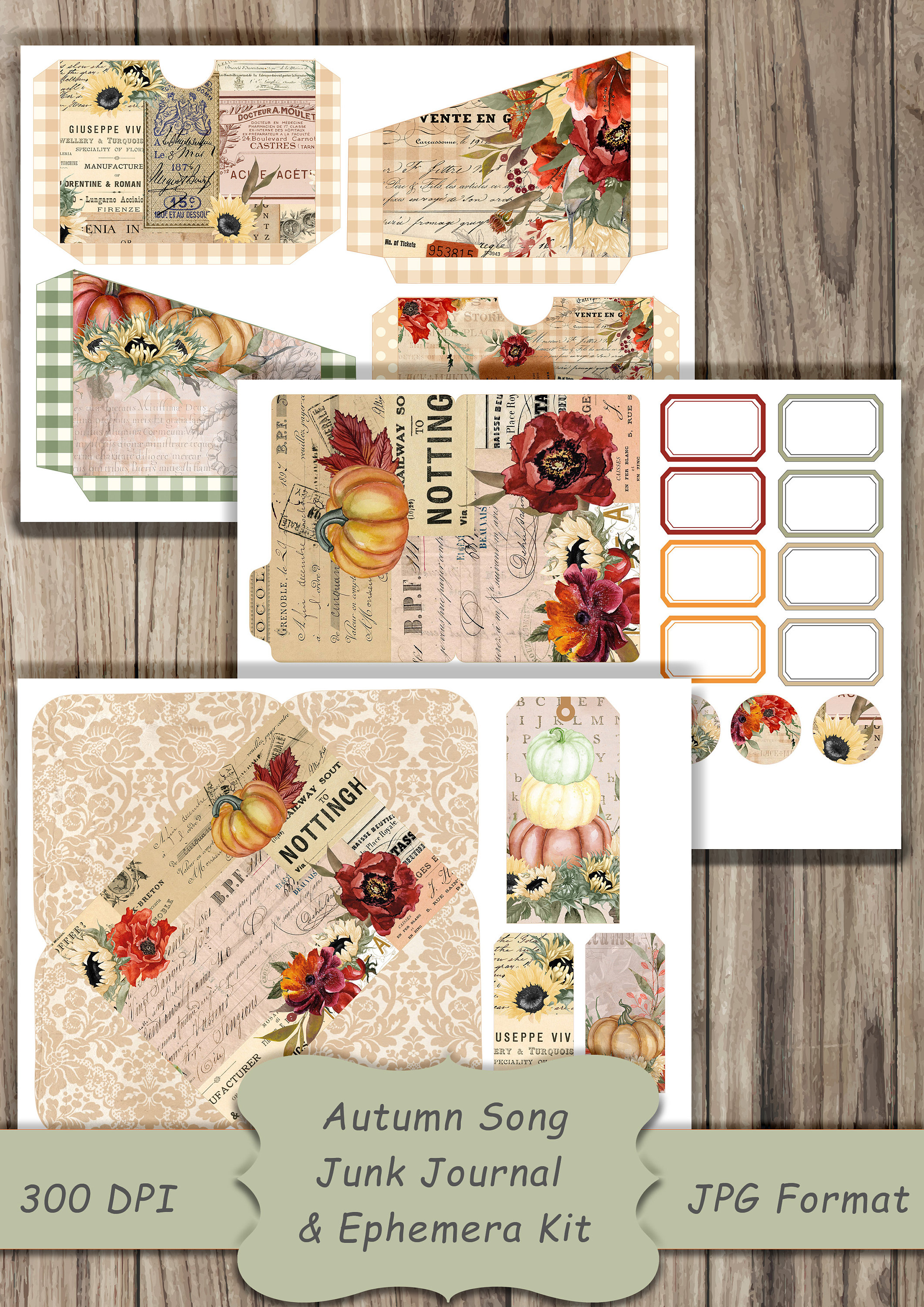 Autumn Song Digital Junk Journal and Ephemera Kit Collage - Etsy