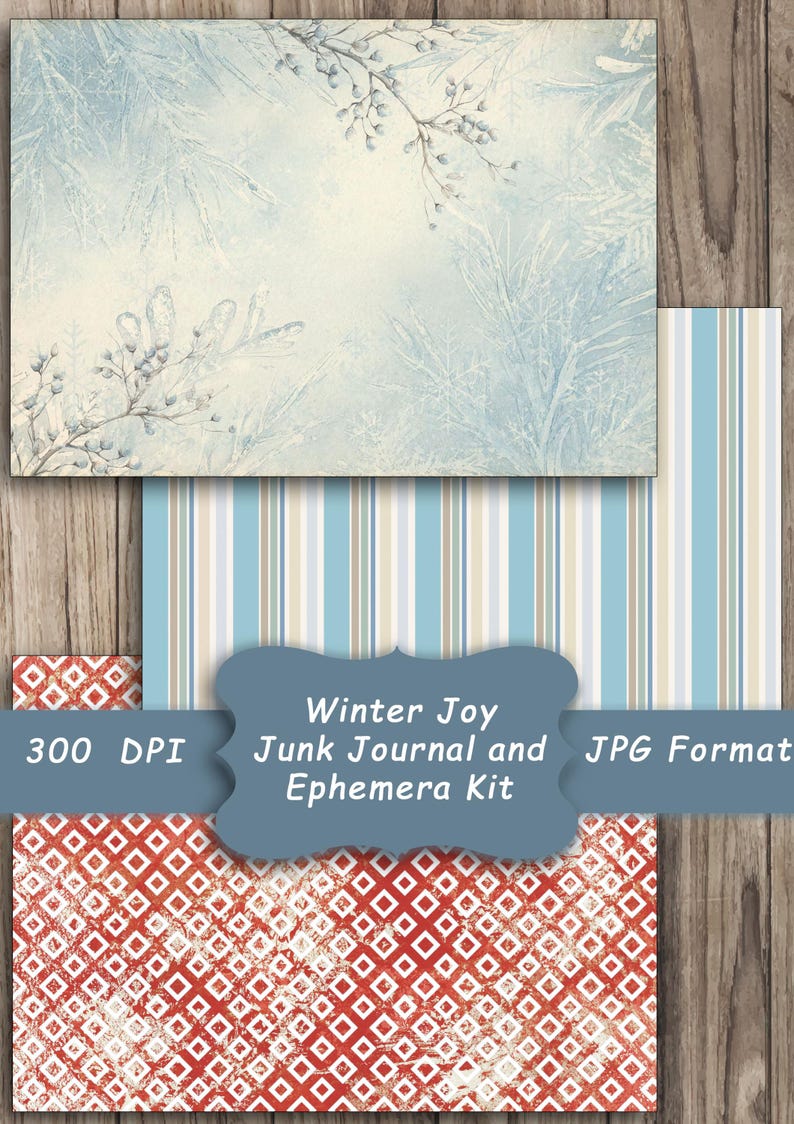 Winter Junk Journal Kit, Ephemera, Blue, Snow, Printable, Digital ...