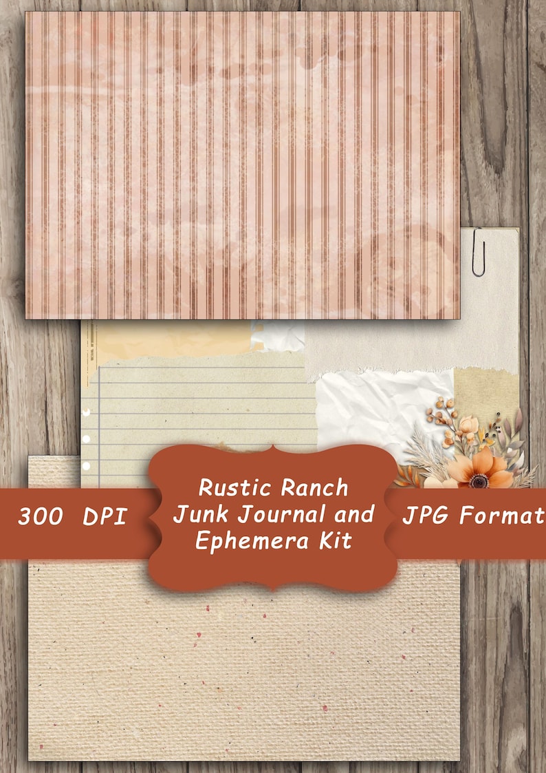 Rustic Farmhouse Journal Kit Printable, Vintage Floral Digital Ephemera ...