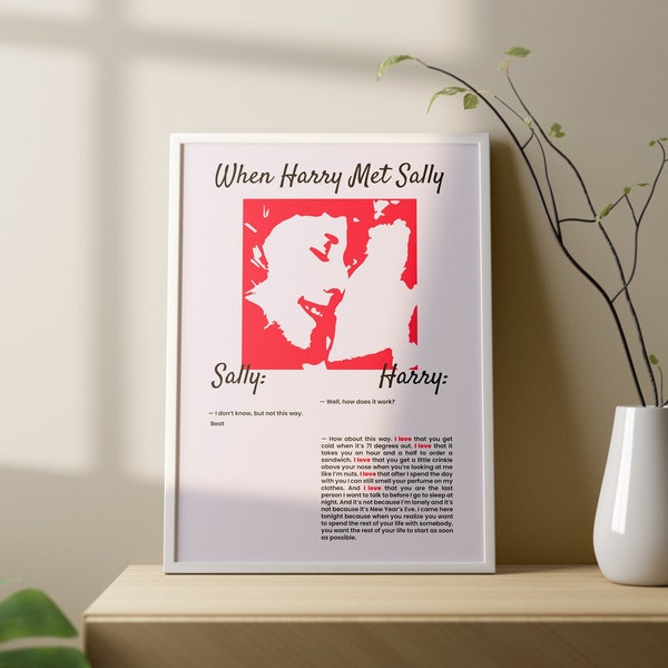 When Harry Met Sally Screenplay | New Year's Eve Scene | Wall Art | Digital Print | Movie Script Art | Movie Poster | INSTANT DOWNLOAD