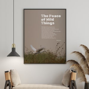 Peace Of Wild Things by Wendell Berry, Inspiring Poem Art Print, Poster Drawing Illustration Painting, Nature Birds, Heron, DIGITAL DOWNLOAD