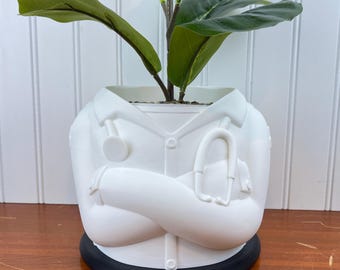 Doctor Planter  3D Printed Plant Pot With Stethoscope & Lab Coat | Funny  Gift for Doctors, Nurses, Office Desk Decor - Etsy