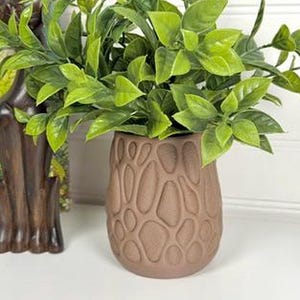 Crumpled Paper Pot, Cachepot Planter, Square Indoor Tabletop Plant Pot, Wrinkled Brown Bag Look
