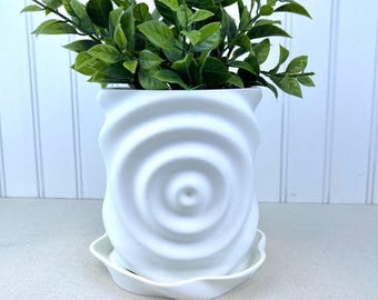 Modern Planter Pot, Waterdrop Planter, Modern Ripple Effect Planter, Planter with Drainage Tray