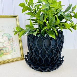 Modern Geometric Planter Pot, Invader Planter Pot, Small Indoor Flower Pot, Modern Planter with Saucer