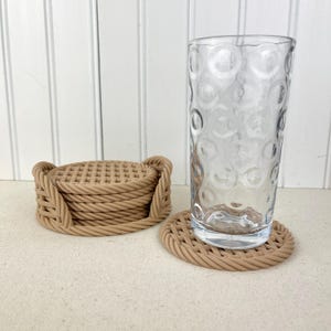 Woven Coaster Set, Modern Coasters with Holder, Drink Coasters, Set of 6