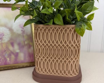 De Glowtide-plantenbak, bloempot voor binnen, tafelplanter. Geweven ontwerp